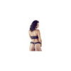 Soutien-gorge bandeau, en dentelle et résille noire et string ouvert 